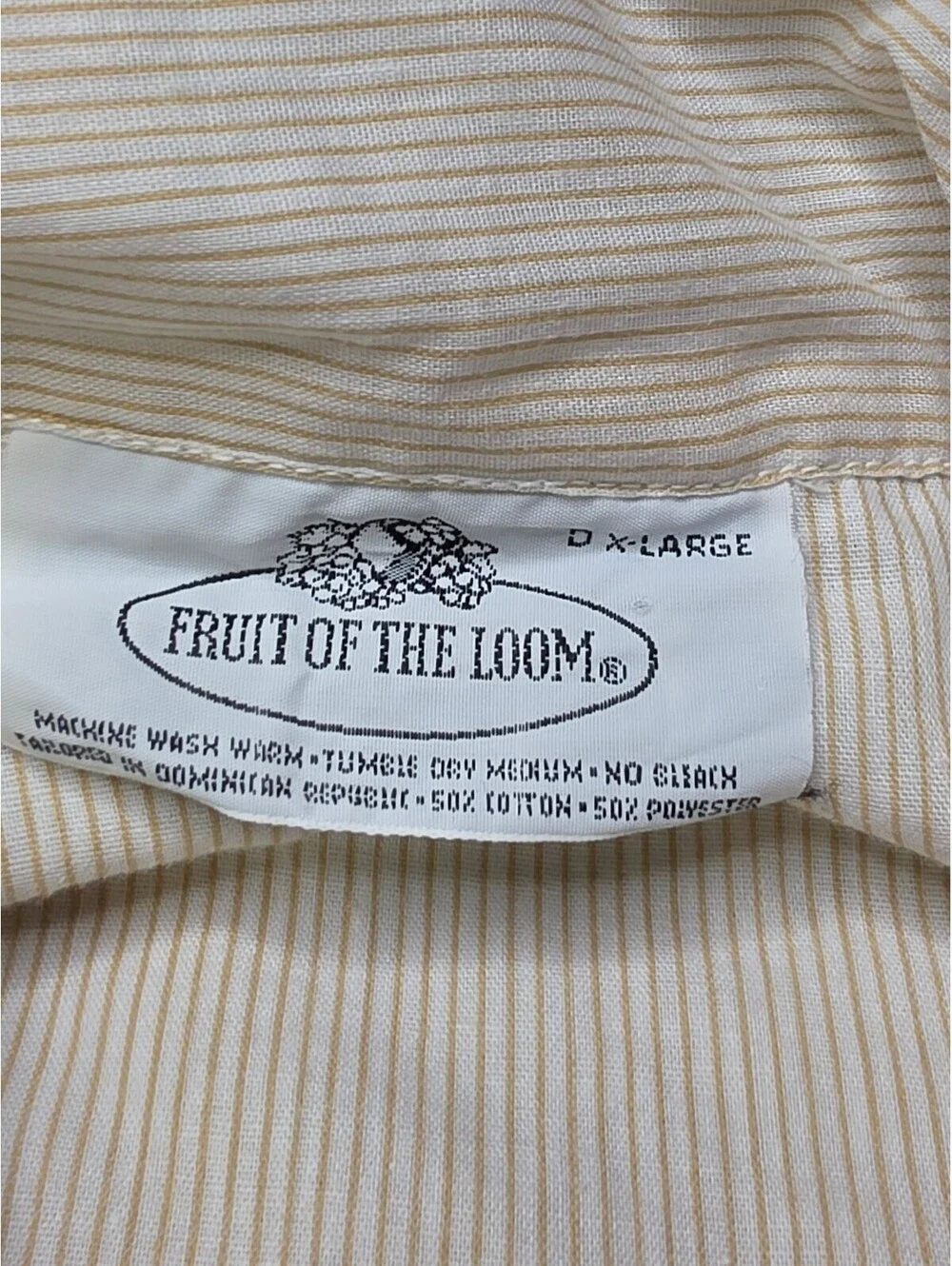 Vintage Fruit of the Loom Men’s XL Pajama Shirt Pinstripe Button Front Sleepwear